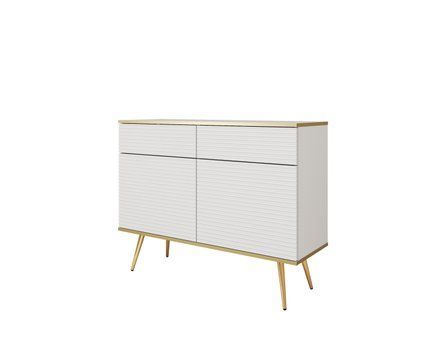 Комод дводверний ORO MDF Білий/Золотий каркас