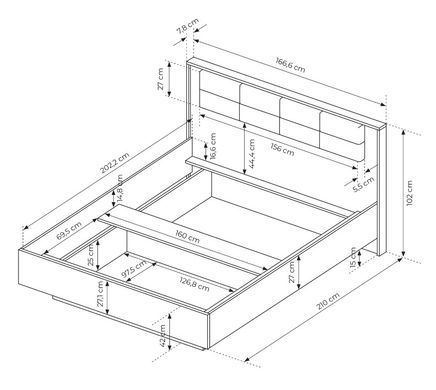 Кровать двуспальная MILTON 160x200 LASKI Meble с мягким изголовьем