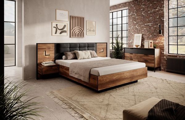 Кровать двуспальная MILTON 160x200 LASKI Meble с мягким изголовьем