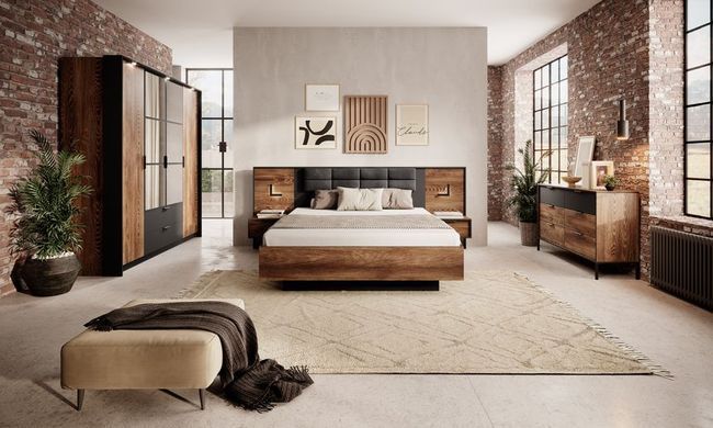Кровать двуспальная MILTON 160x200 LASKI Meble с мягким изголовьем