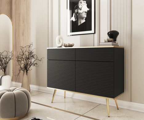 Комод дводверний ORO MDF Чорний/Золотий каркас
