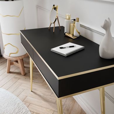 Туалетний столик ORO MDF Чорний/Золотий каркас