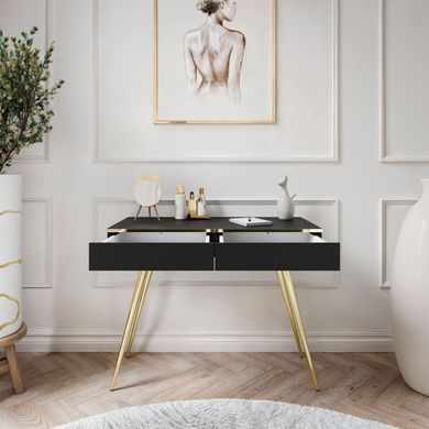Туалетний столик ORO MDF Чорний/Золотий каркас