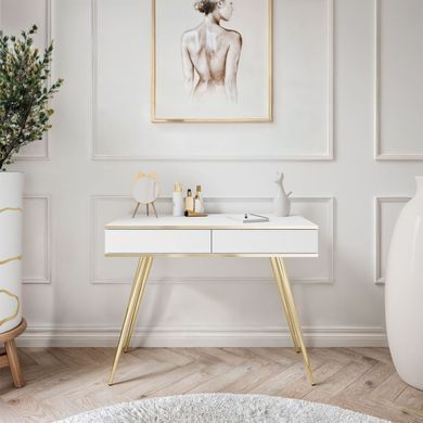 Туалетний столик ORO MDF Білий/Золотий каркас