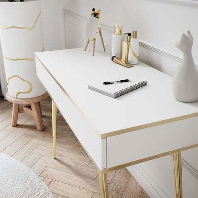 Туалетний столик ORO MDF Білий/Золотий каркас